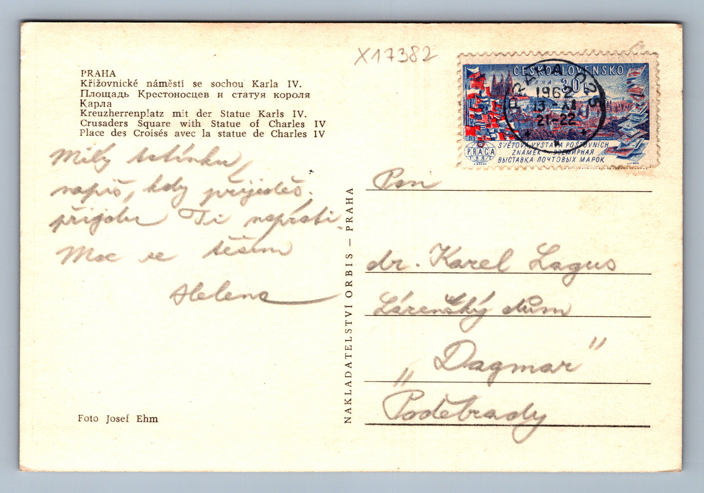 Pohlednice PRAHA - KŘIŽOVNICKÉ NÁMĚSTÍ SE SOCHOU KARLA IV. (x17382)