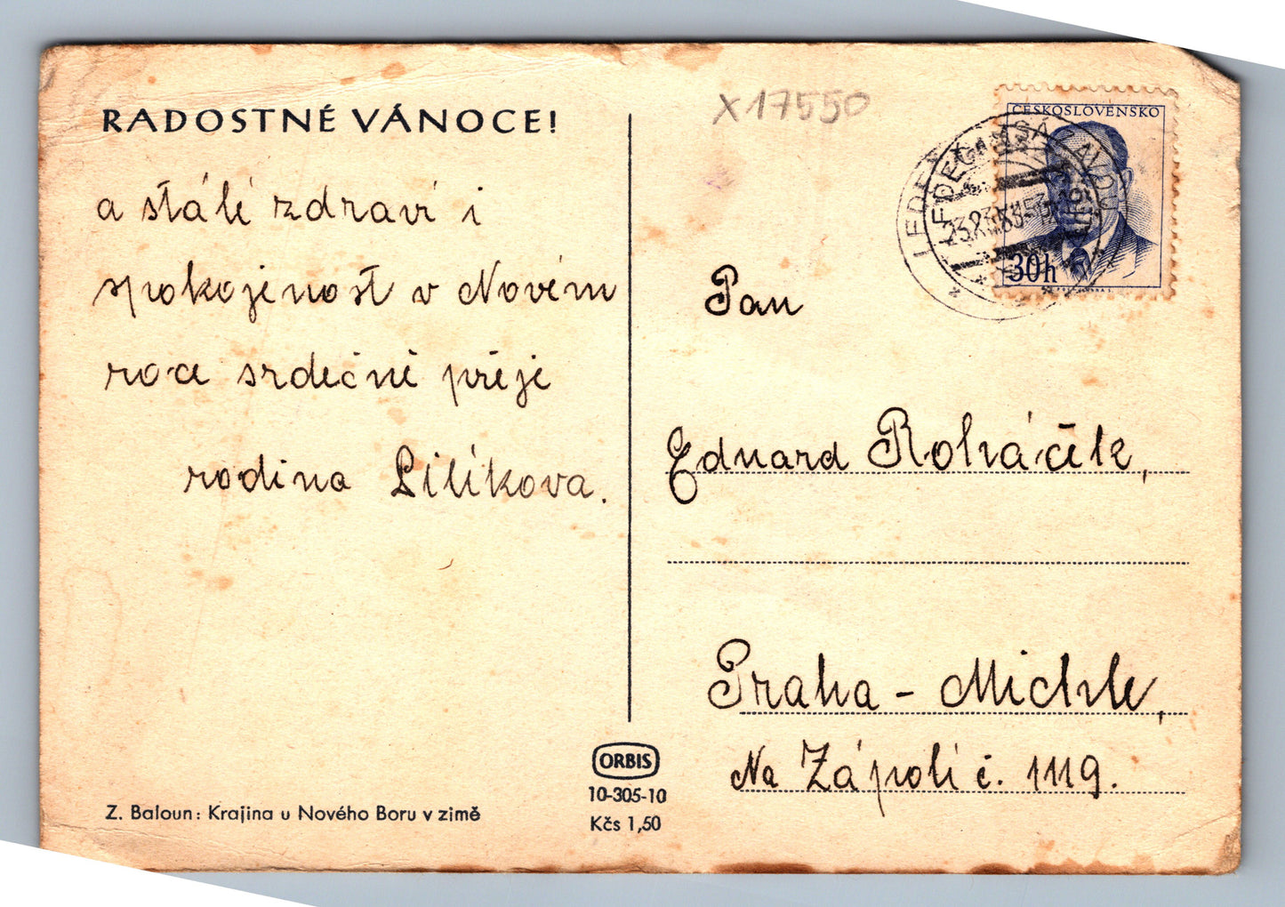 Pohlednice RADOSTNÉ VÁNOCE (x17550)