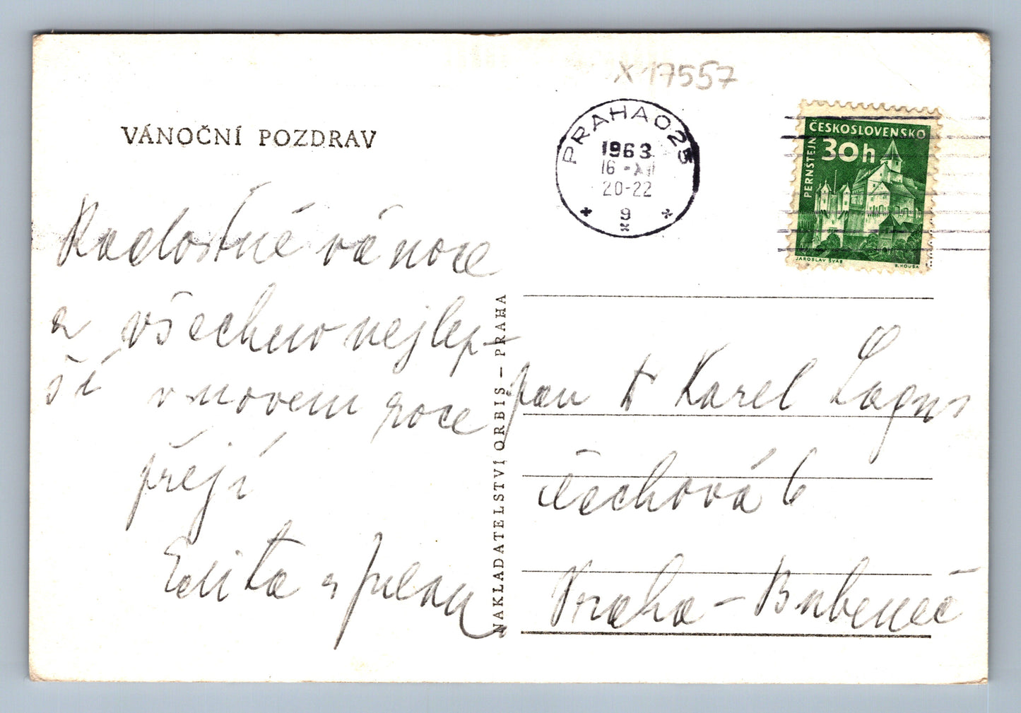 Pohlednice VÁNOČNÍ POZDRAV (x17557)