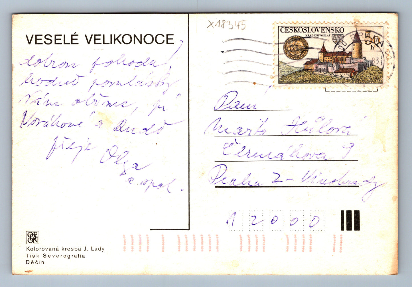 Pohlednice VESELÉ VELIKONOCE J. LADY (x18345)