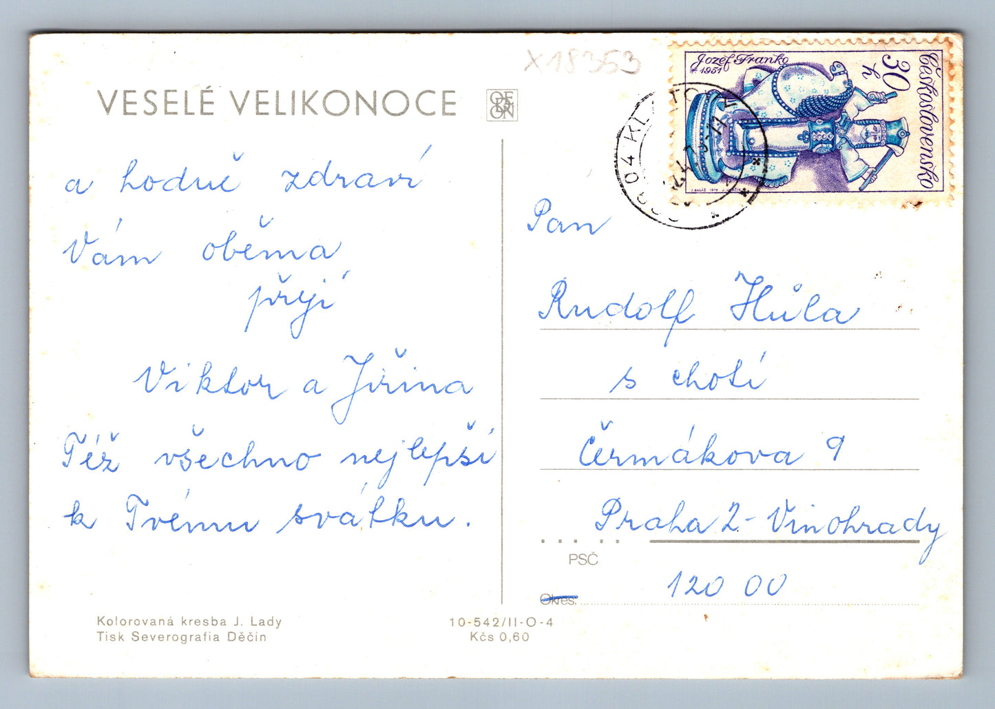 Pohlednice VESELÉ VELIKONOCE J. LADY (x18353)