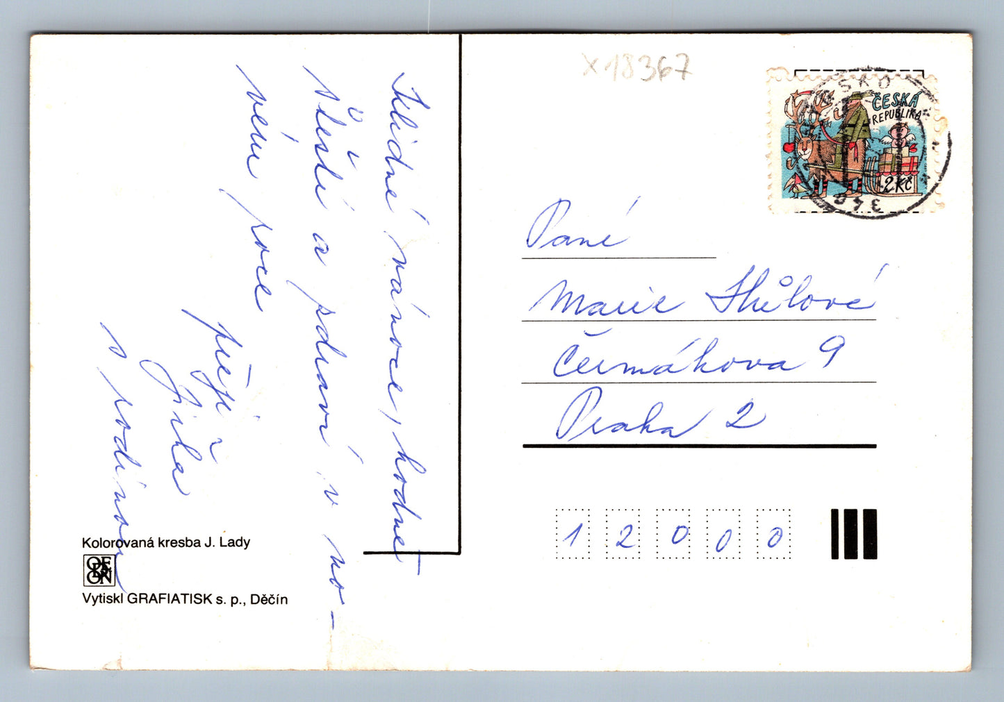 Pohlednice KOLOROVANÁ KRESBA J. LADY ZIMA (x18367)