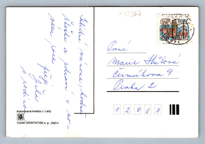 Pohlednice KOLOROVANÁ KRESBA J. LADY ZIMA (x18367)