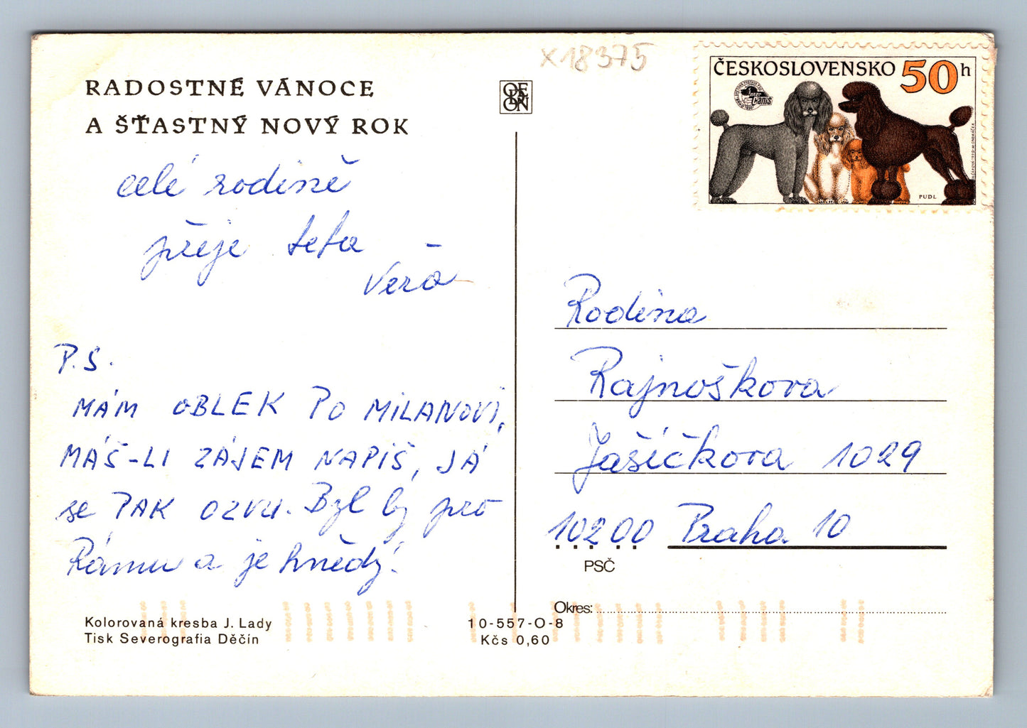 Pohlednice VÁNOCE A ŠŤASTNÝ NOVÝ ROK ZIMA PODLE J. LADY (x18375)