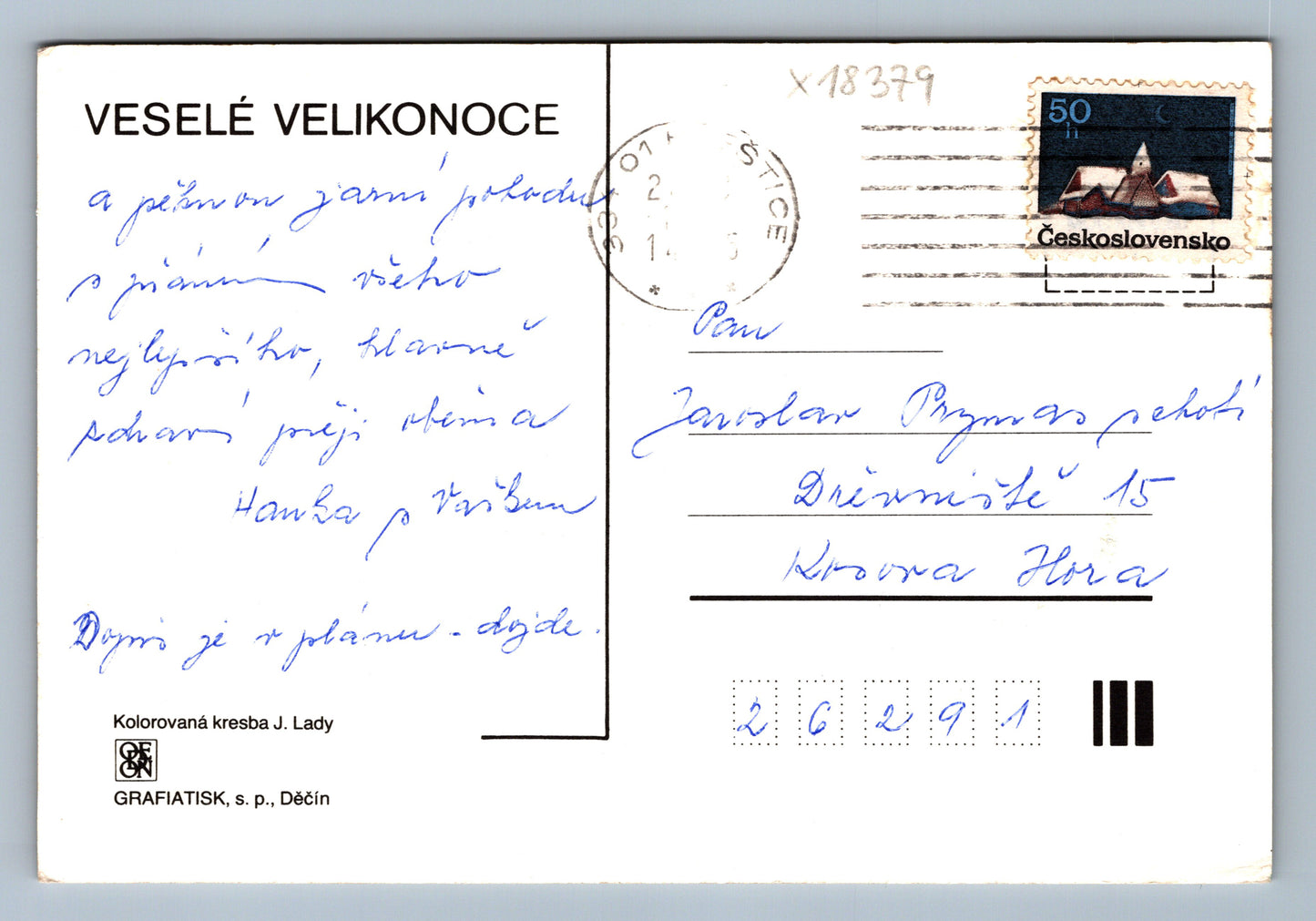 Pohlednice VESELÉ VELIKONOCE J. LADY (x18379)