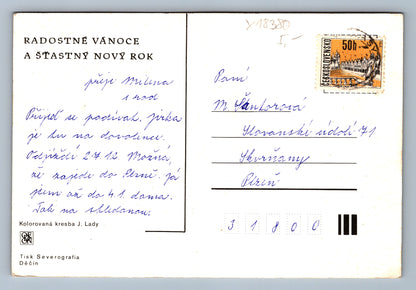 Pohlednice VÁNOCE A ŠŤASTNÝ NOVÝ ROK ZIMA PODLE J. LADY (x18380)