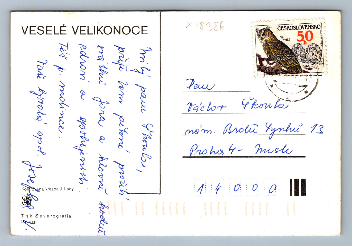 Pohlednice VESELÉ VELIKONOCE J. LADY (x18386)
