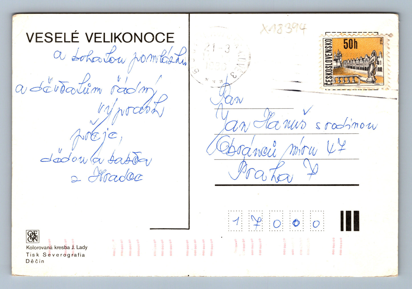 Pohlednice VESELÉ VELIKONOCE J. LADY (x18394)