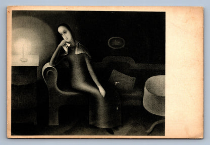 Pohlednice MELANCHOLIE - OLEJ 1920 UMĚLECKÁ BESEDA V PRAZE (x18621)