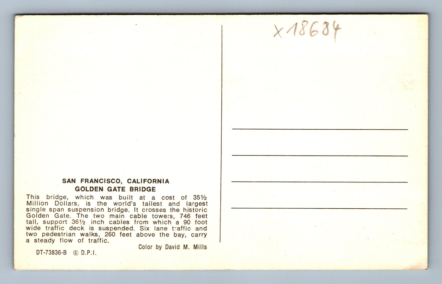 Pohlednice SAN FRANCISCO - CALIFORNIA - GOLDEN GATE BRIDGE (x18684)