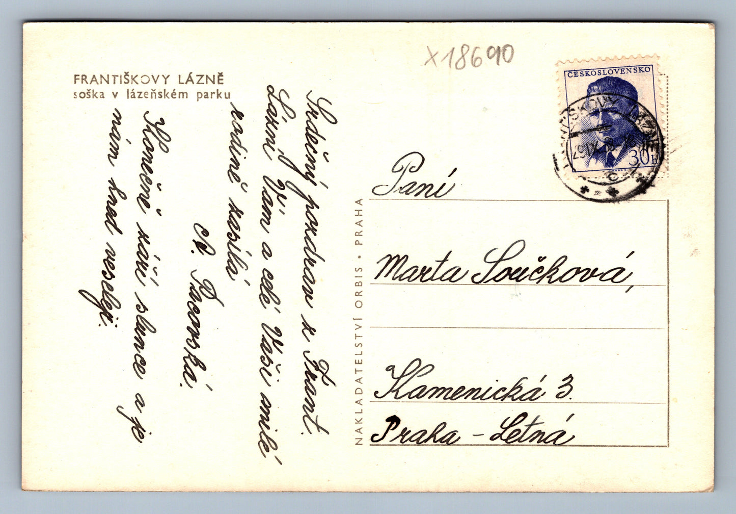 Pohlednice FRANTIŠKOVY LÁZNĚ (x18690)