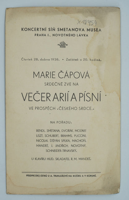Fotografie MARIE ČÁPOVÁ SRDEČNĚ ZVE NA VEČER ARIÉ A PÍSNÍ (x18954)