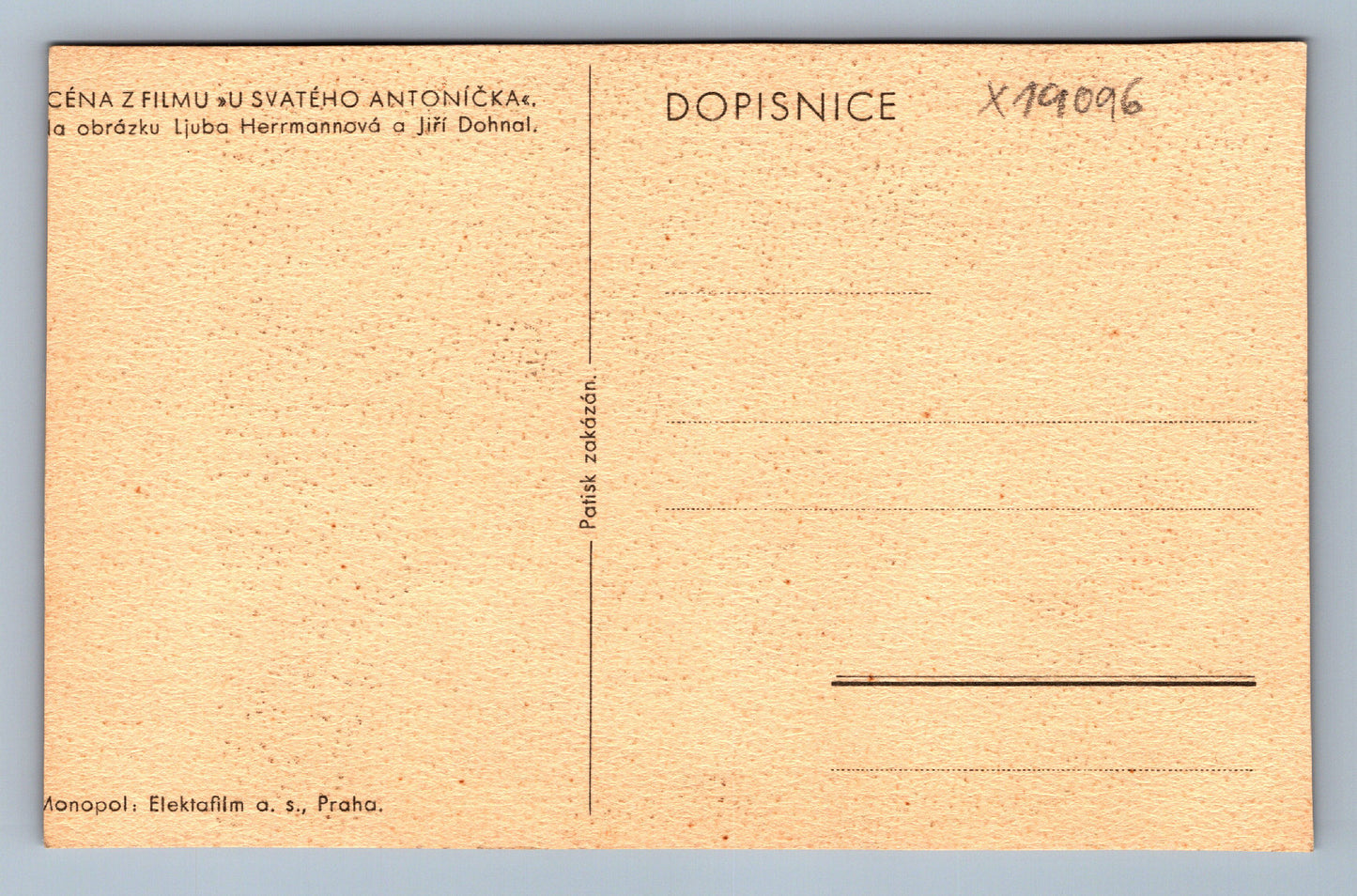 Pohlednice LJUBA HERRMANNOVÁ A JIŘÍ DOHNAL (x19096)