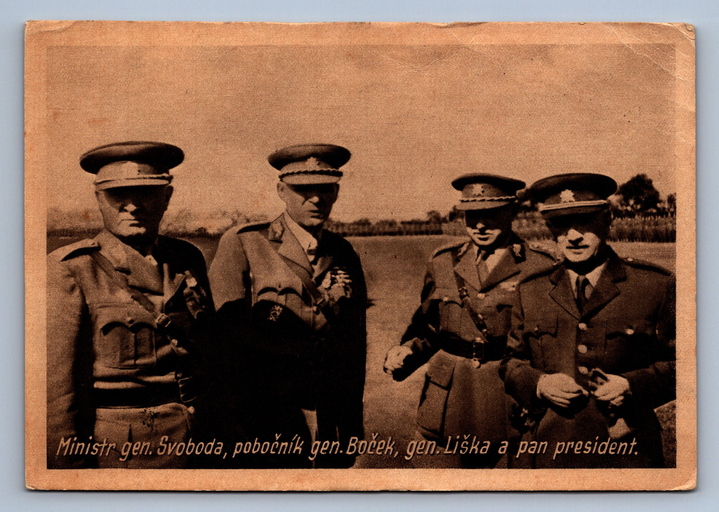 Pohlednice  GEN. SVOBODA,  GEN. BOČEK, GEN LIŠKA PRESIDENT(x19130)