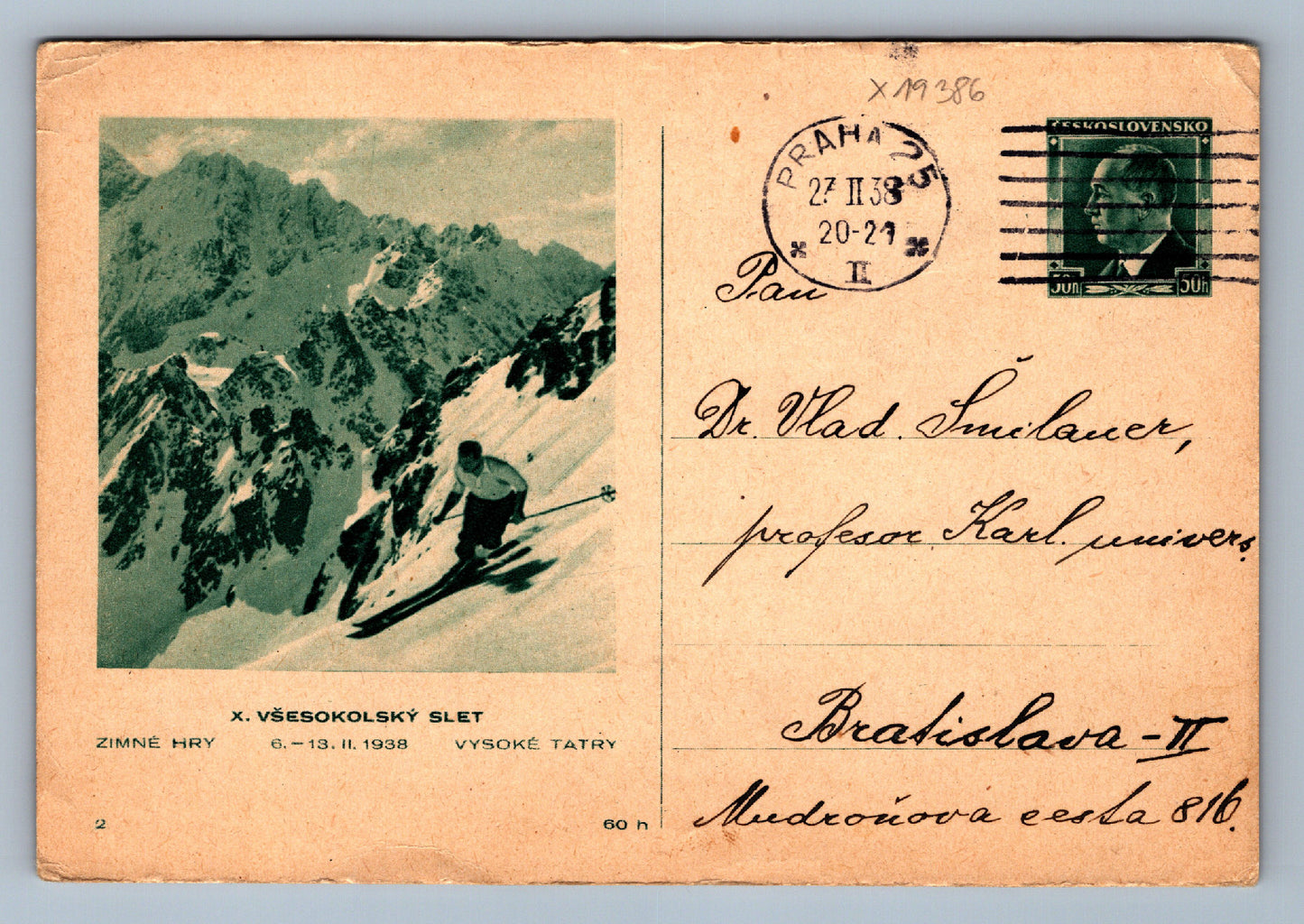 Pohlednice VŠESOKOLSKÝ SLET 1938 (x19386)