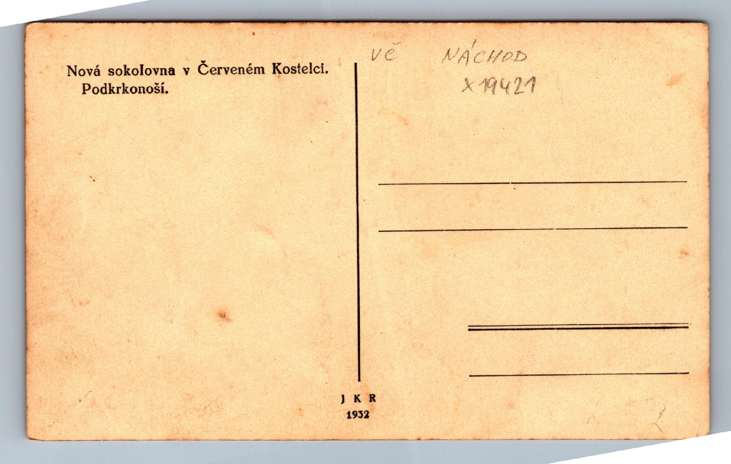 Pohlednice NOVÁ SOKOLOVNA V ČERVENÉM KOSELCI - PODKRKONOŠÍ (x19421)