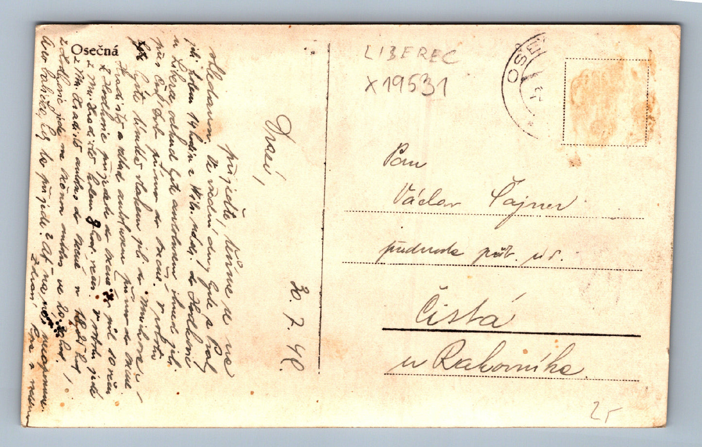 Pohlednice OSEČNÁ (x19531)