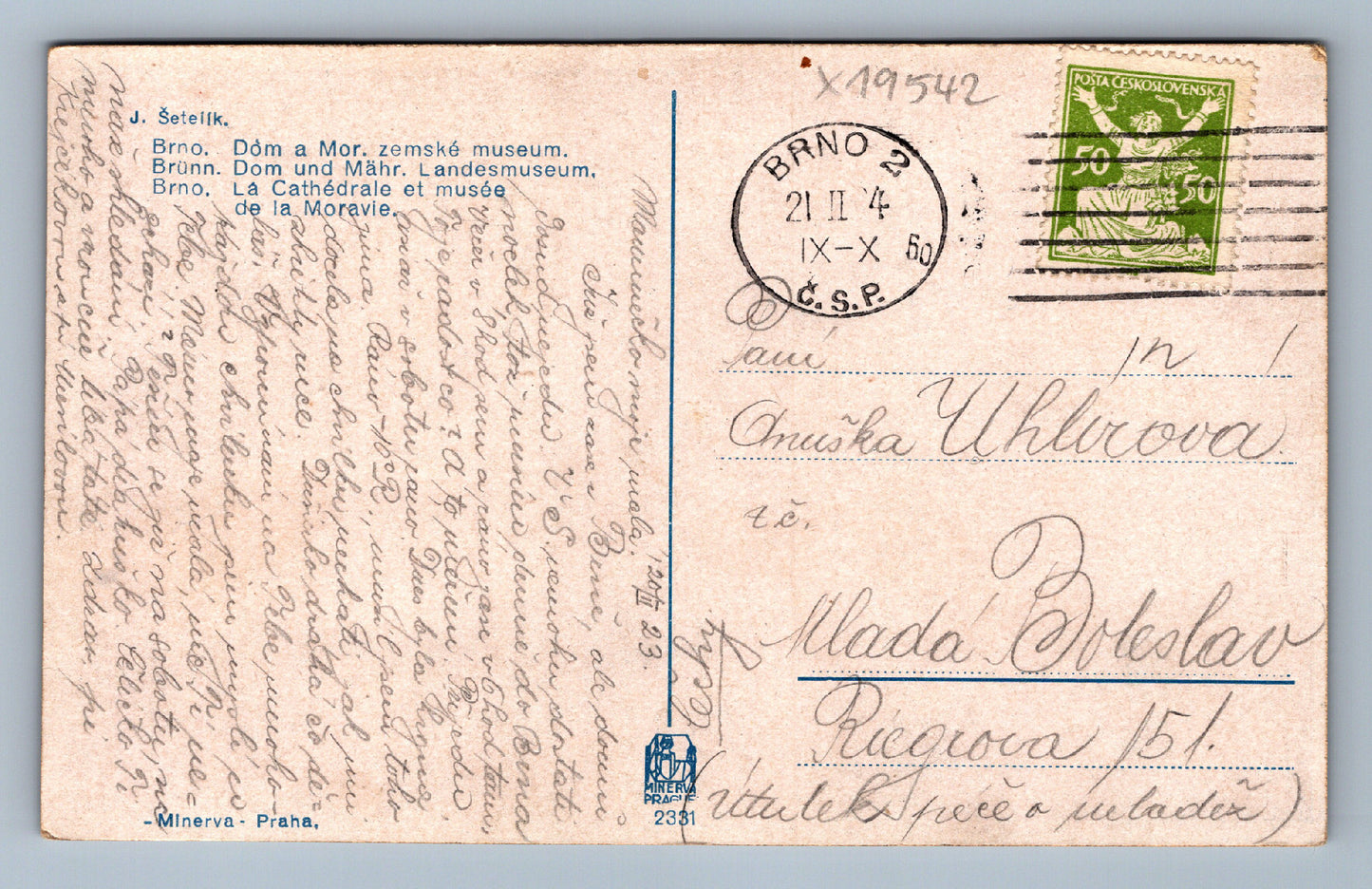 Pohlednice BRNO DÓM A MOR. ZEMSKÉ MUSEUM (x19542)