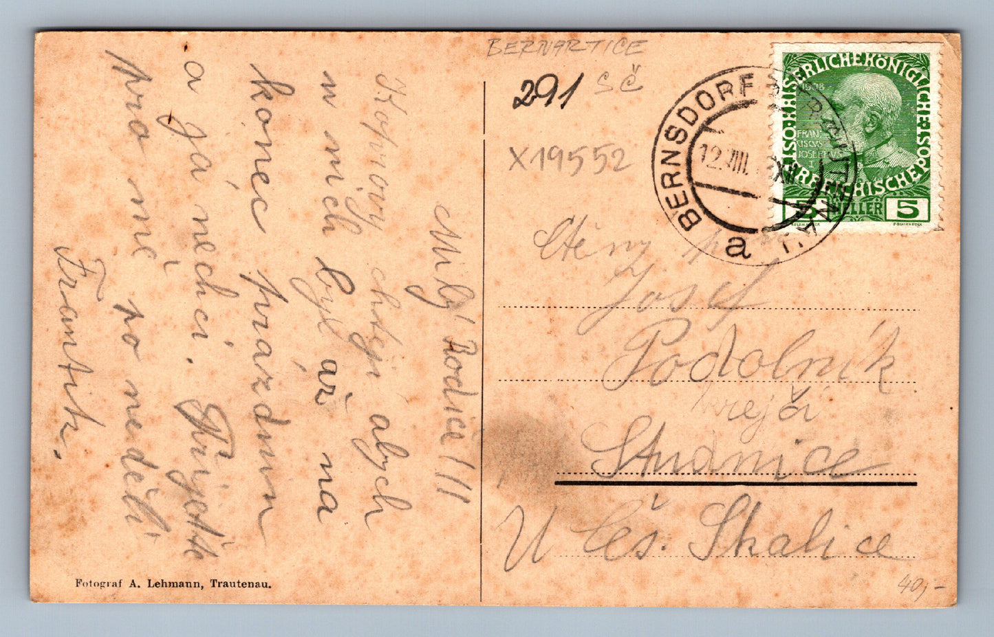 Pohlednice BERNSDORF I. BÖHMEN (x19552)