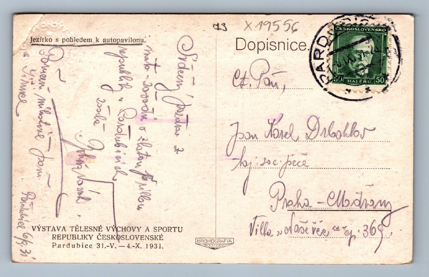 Pohlednice JEZÍRKO S POHLEDEM K AUTOPAVILONU (x19556)