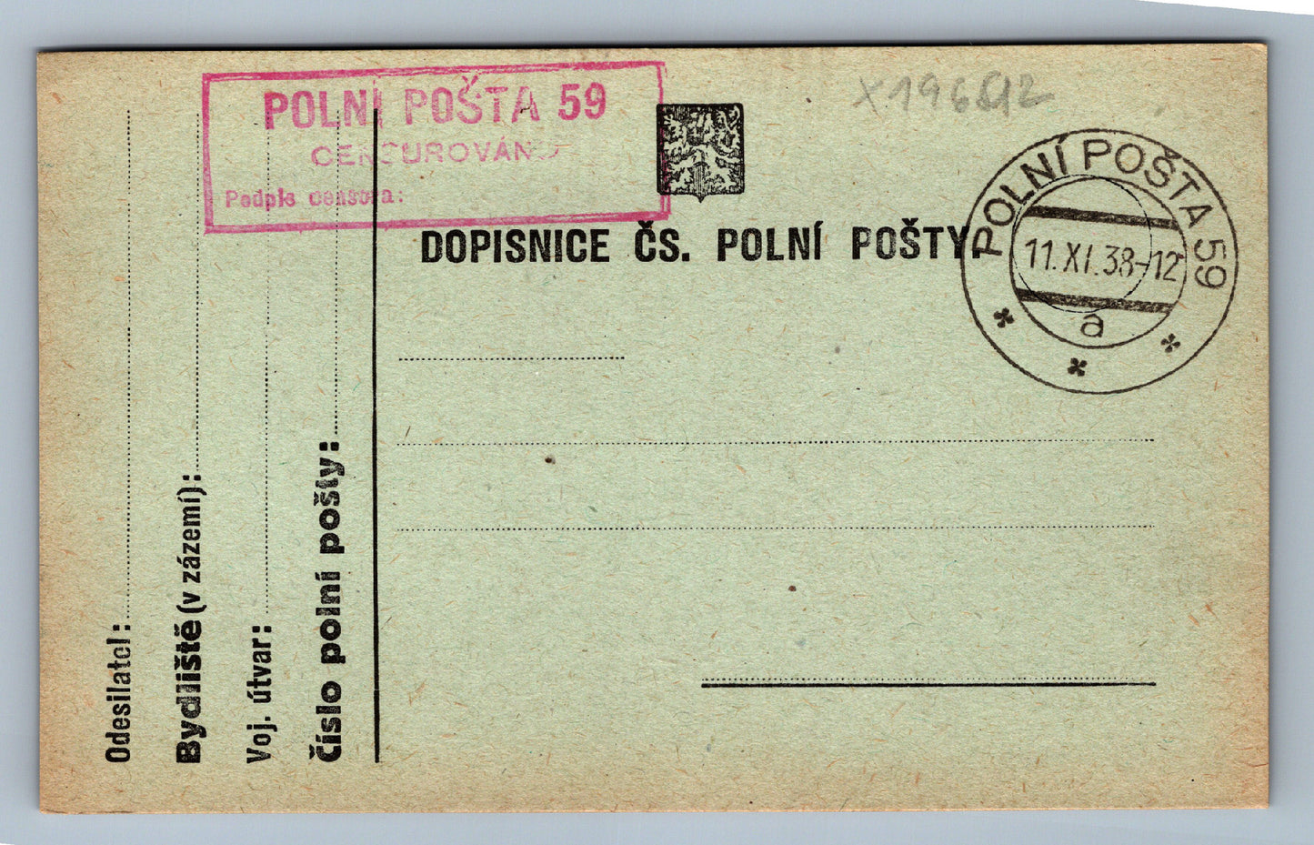 Pohlednice DOPISNICE POLNÍ POŠTA 59 (x19692)