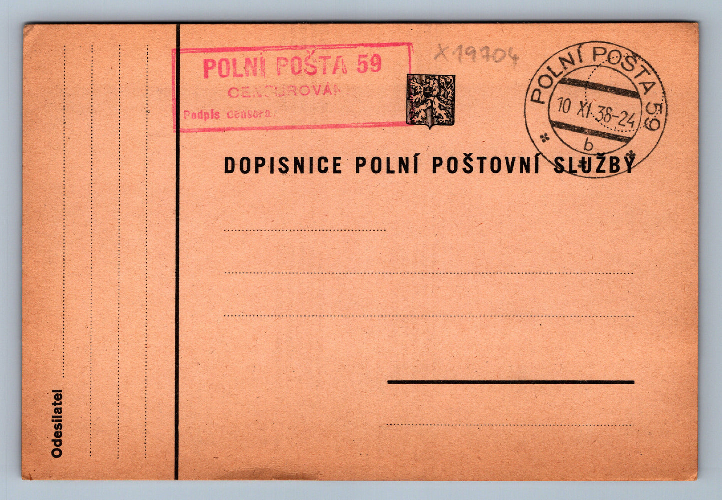 Pohlednice DOPISNICE POLNÍ POŠTA 59 (x19704)