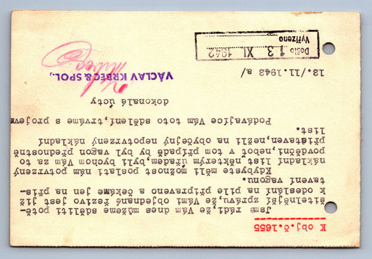 Pohlednice OBCHOD DŘÍVÍM VE VELKÉM VÁCLAV KRBEC ČESKÁ TŘEBOVÁ (x19753)