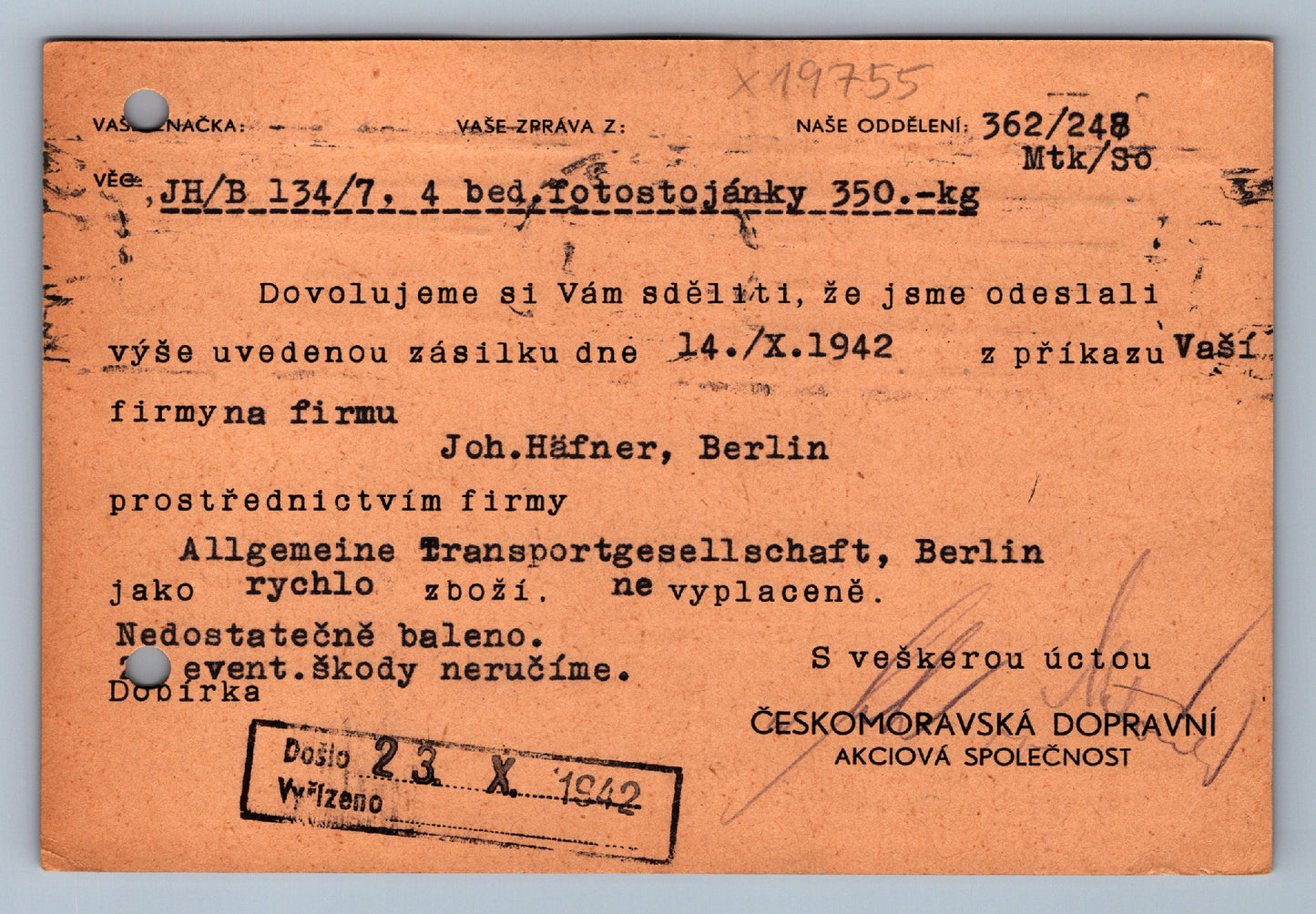 Pohlednice PRAHA ČESKOMORAVSKÁ DOPRAVNÍ AKCIOVÁ SPOLEČNOST (x19755)