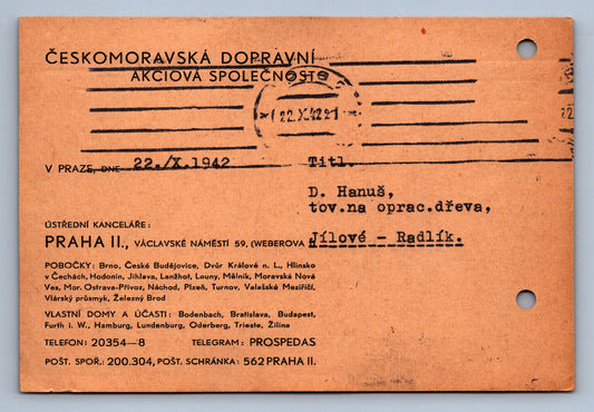 Pohlednice PRAHA ČESKOMORAVSKÁ DOPRAVNÍ AKCIOVÁ SPOLEČNOST (x19755)