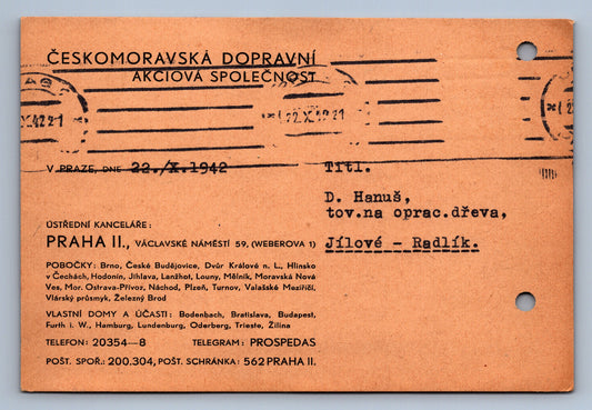 Pohlednice PRAHA ČESKOMORAVSKÁ DOPRAVNÍ AKCIOVÁ SPOLEČNOST (x19757)