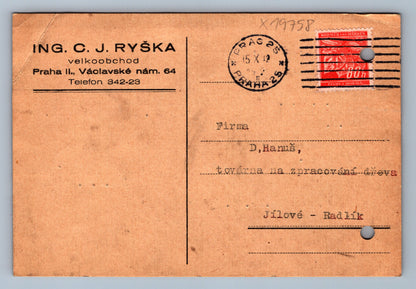 Pohlednice ING. C. J. RYŠKA VELKOOBCHOD PRAHA II. PRAHA 25 (x19758)