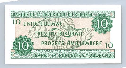 BURUNDI - 10 UNITE- UBUMWE