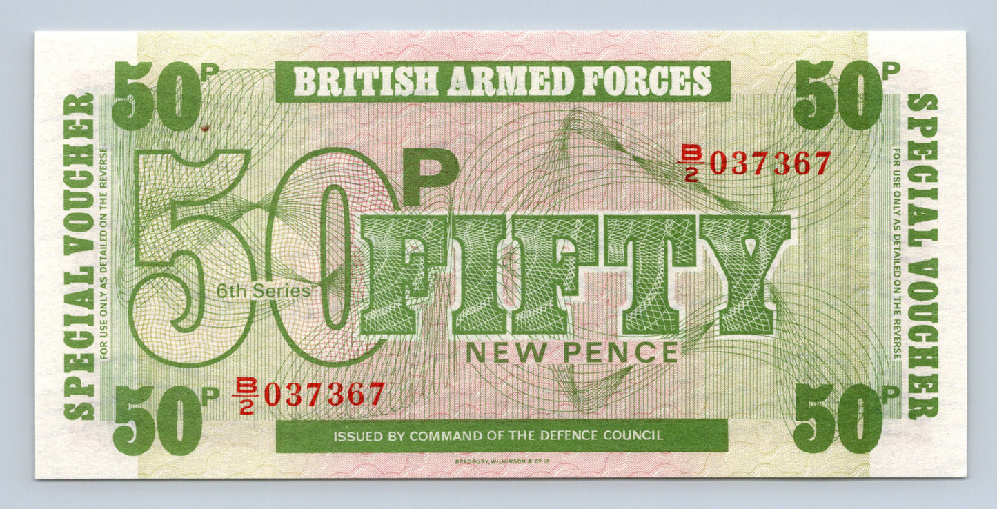 50 new Pence british armed forces special voucher - UNC