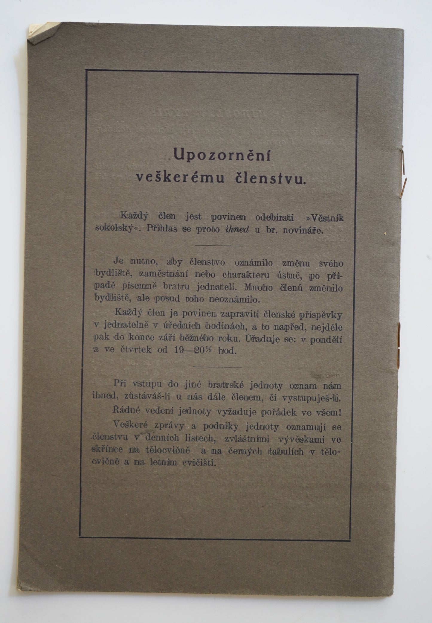 VÝROČNÍ ZPRÁVA TĚLOCVIČNÉ JEDNOTY SOKOL SMÍCHOV II ZA SPRÁVNÍ ROK 1925