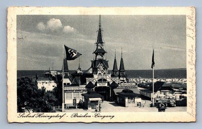 Pohlednice SEEBAD HERINGSDORF BRÜCKEN EINGANG  třetí říše (x20093)