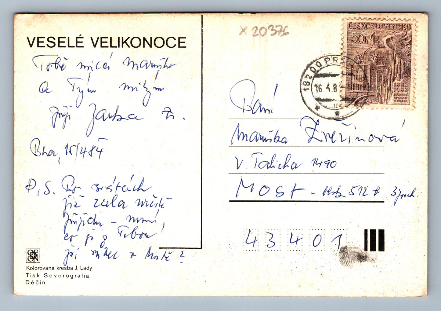 Pohlednice VESELÉ VELIKONOCE (x20376)