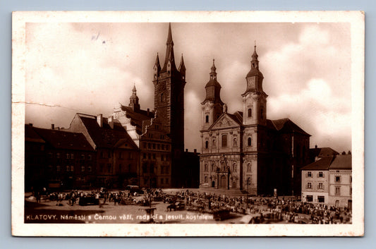 Pohlednice KLATOVY NÁMĚSTÍ S ČERNOU VĚŽÍ (ST130)