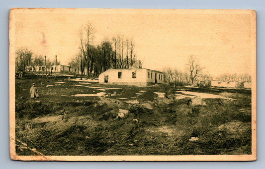 Pohlednice Ukrajina vypálený Meierhof Strypě 1915 IWW FELDPOST (ST146)