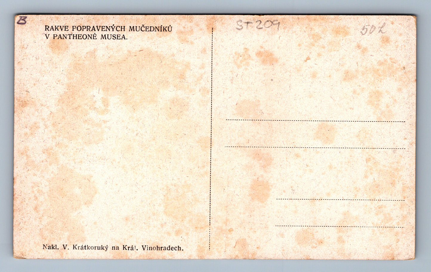 Pohlednice RAKVE POPRAVENÝCH MUČEDÍKŮ V PANTHEONOVĚ MUSEA (ST209)