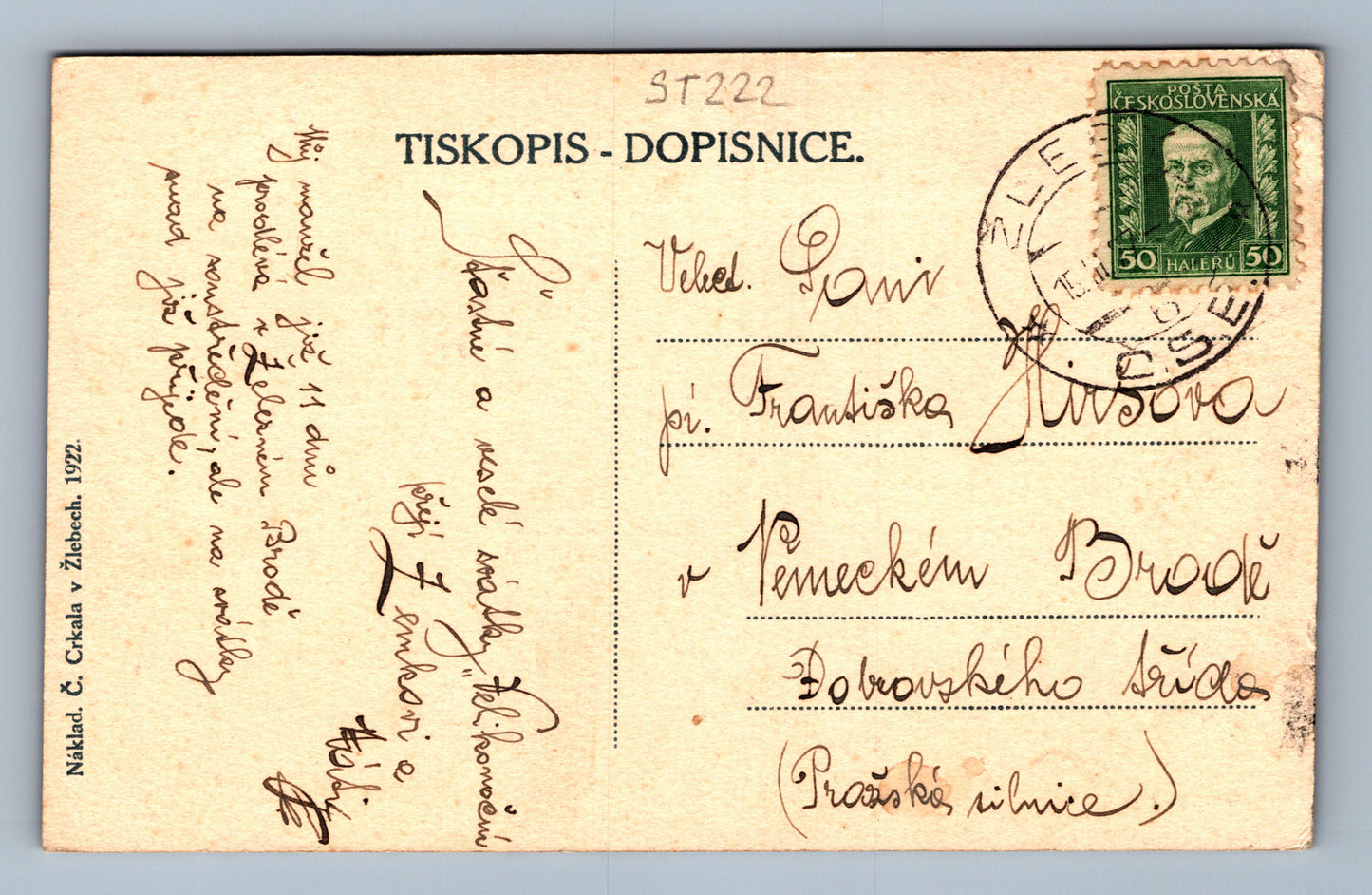 Pohlednice NÁDVOŘÍ ZÁMKU V ŽLABECH (ST222)