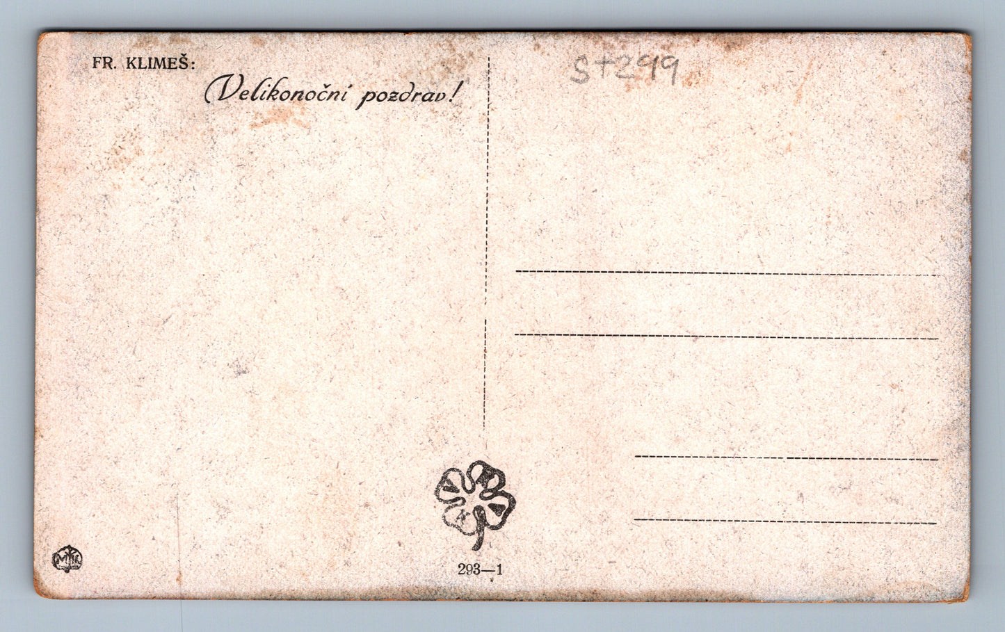Pohlednice VELIKONOČNÍ POZDRAV FR. KLIMEŠ (ST299)