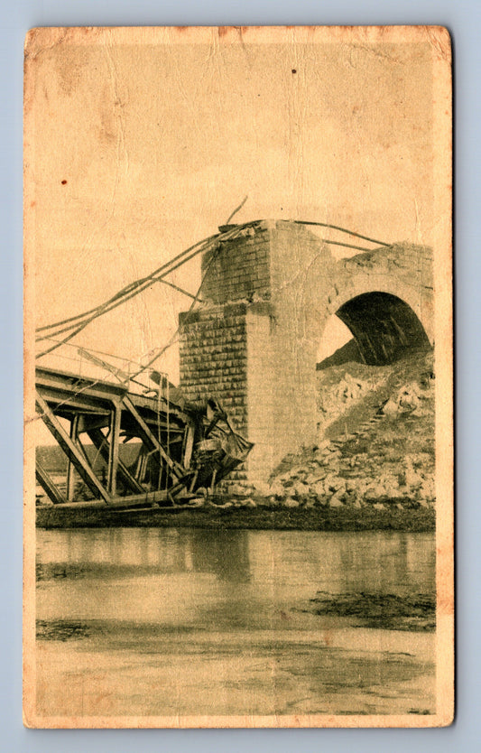 Pohlednice VYHOZENÝ ŽELEZNIČNÍ MOST NA ŘECE STRYPE 1915 (ST362)