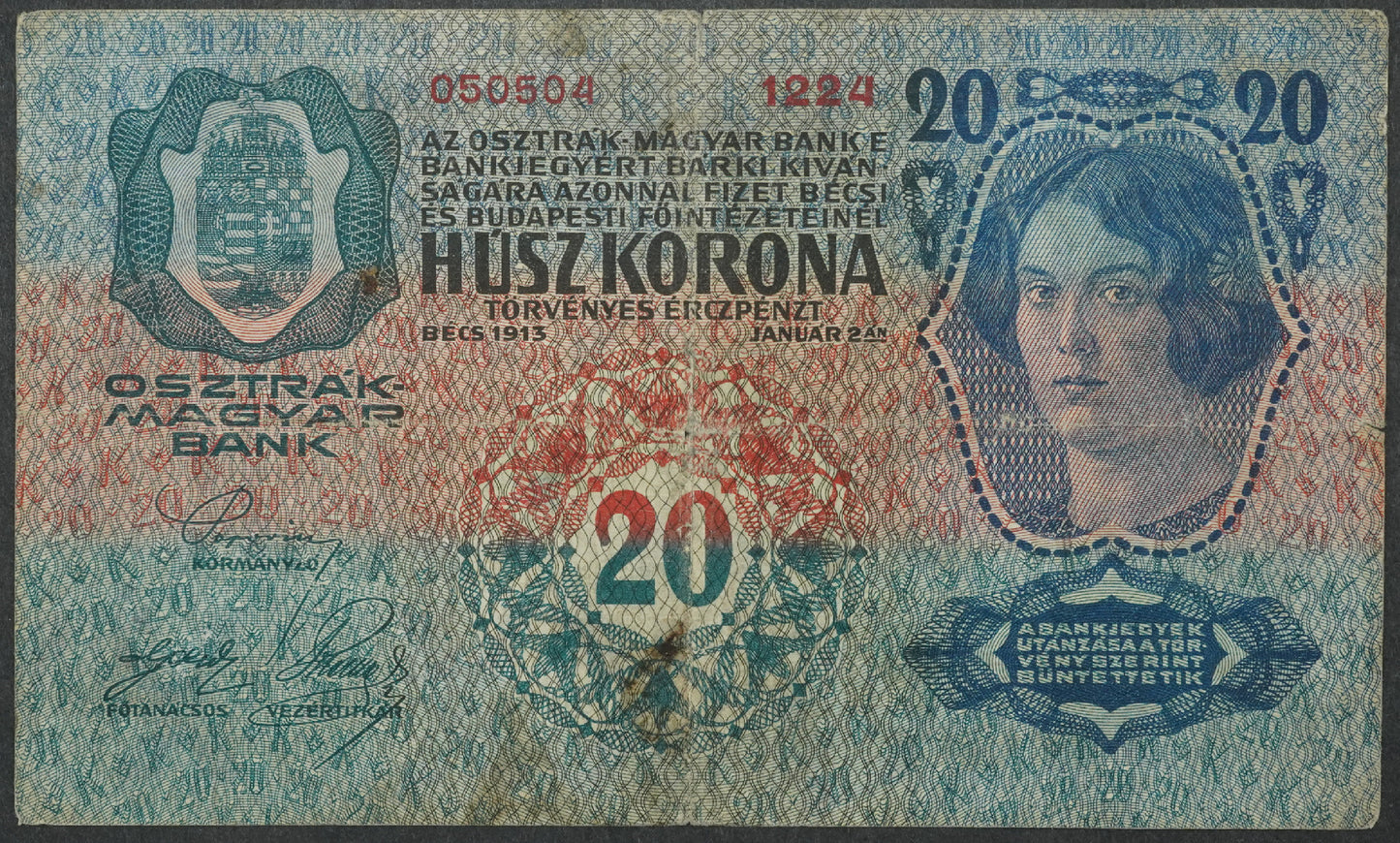 Rakousko-Uhersko - 20 kronen 1913 s. 1224