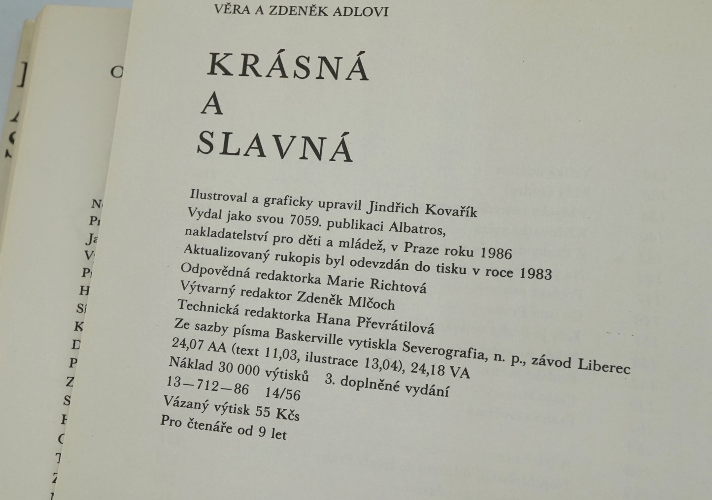 KRÁSNÁ A SLAVNÁ VĚRA A ZDENĚK ADLOVI ALBATROS