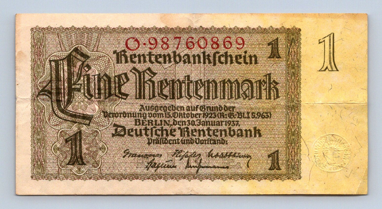 1 rentenmark 1937 O