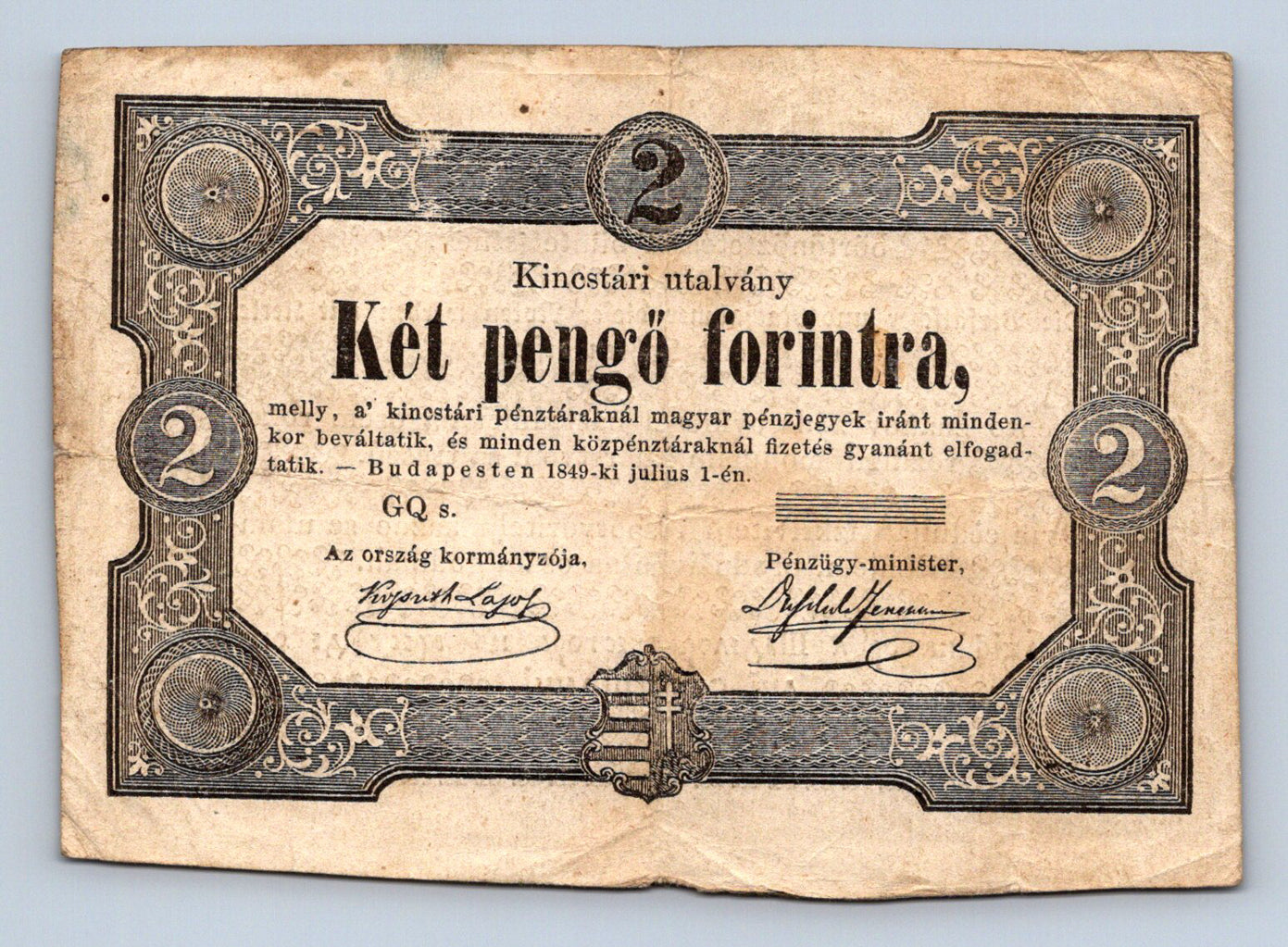 Maďarsko 2 Pengo forint 1849 s.GQ