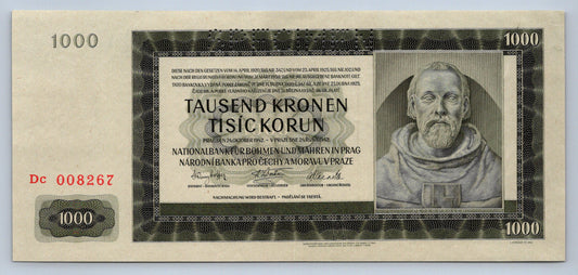 1000 korun 1942 serie Dc SPECIMEN