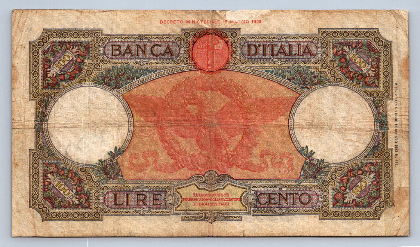 100 LIRE CENTO BANCA D'ITALIA