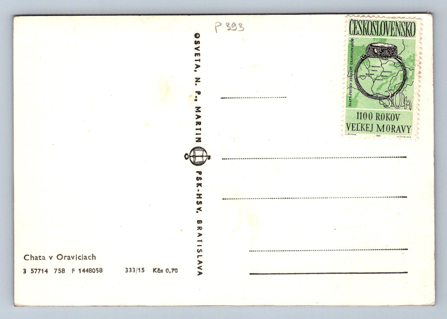 Pohlednice Chata v Oraviciach (P393)