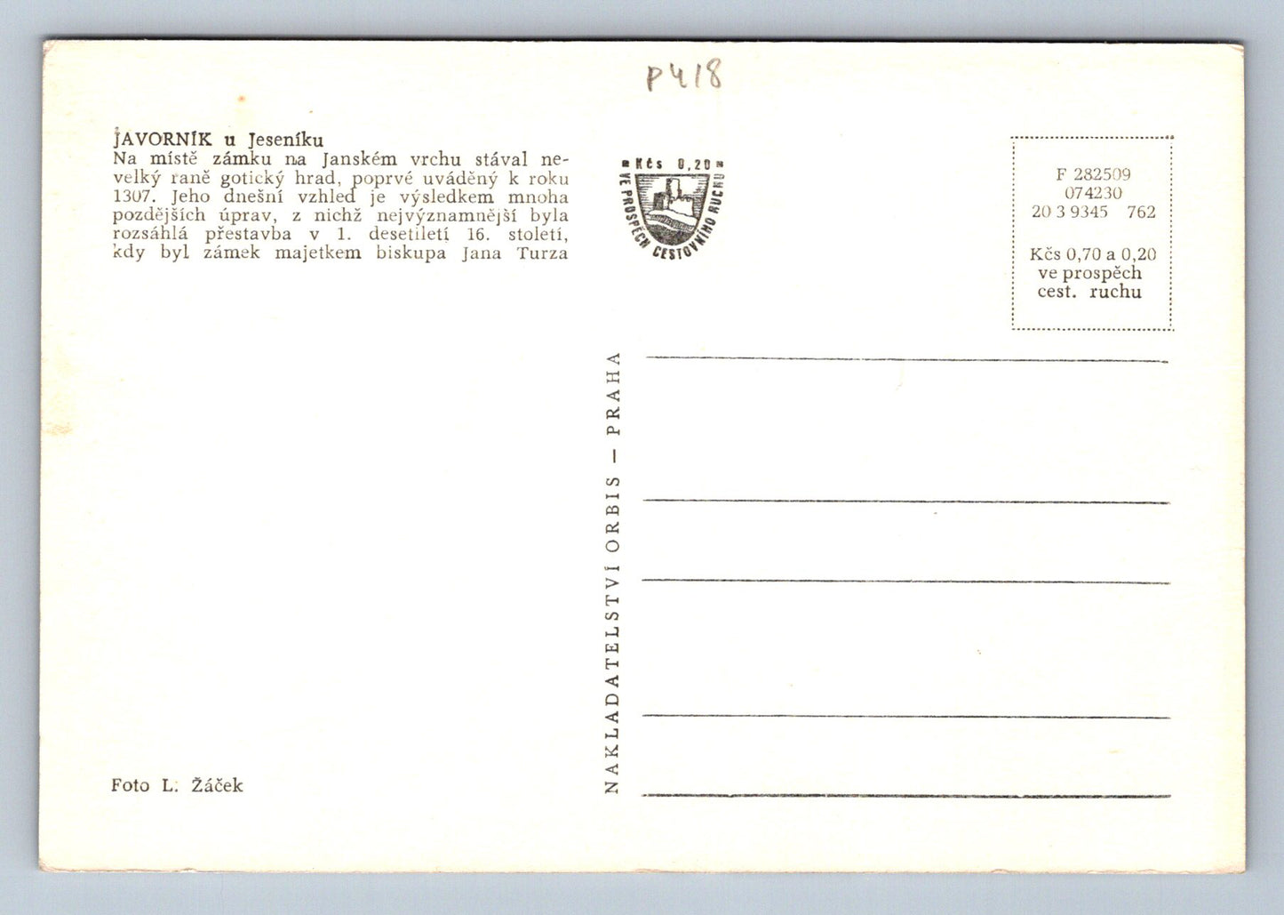 Pohlednice JAVORNÍK u JESENÍKU (P418)